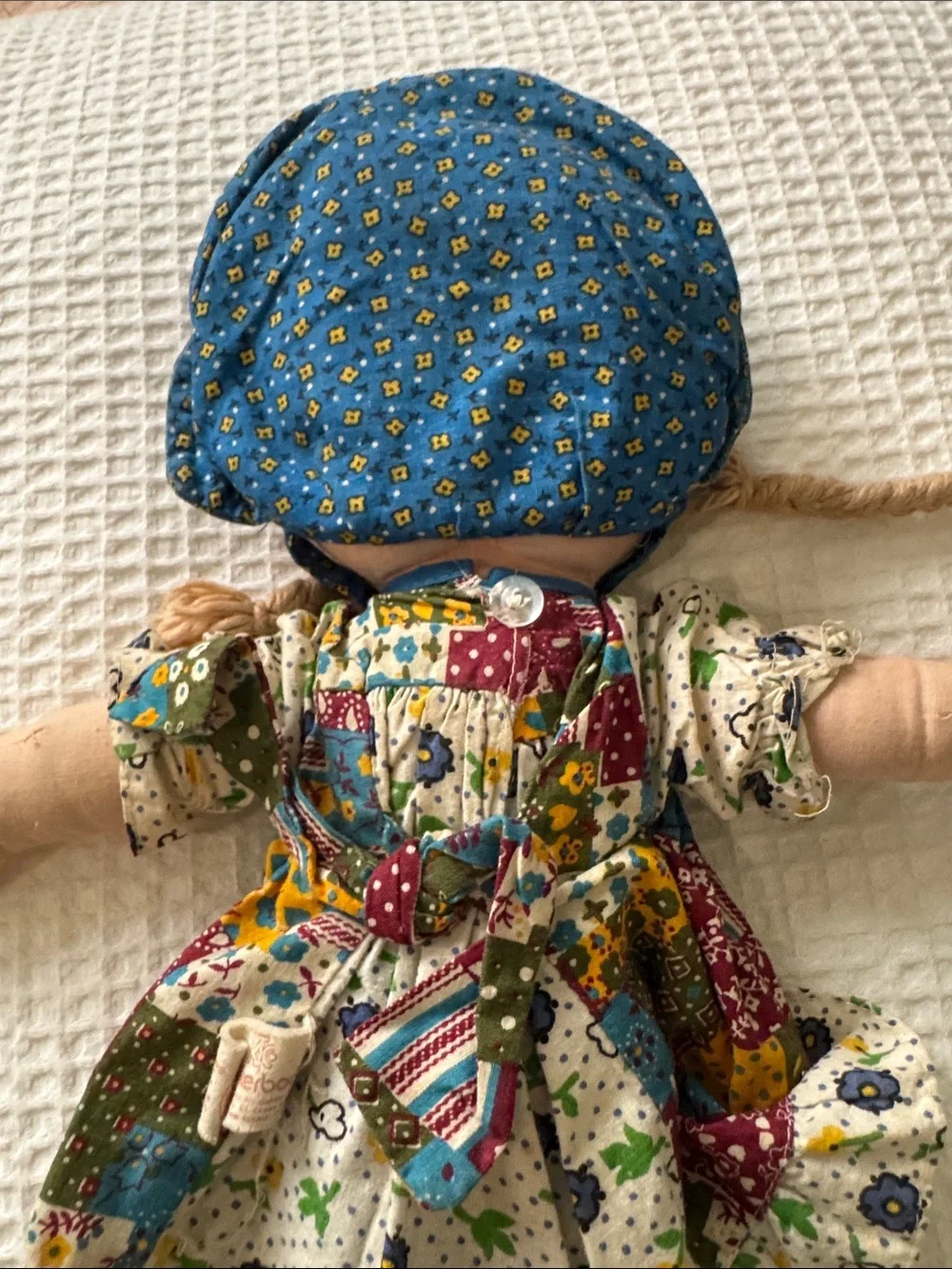 Vintage Original Holly Hobbie 15” Rag Doll Tagged Cloth Patchwork Plush Toy
